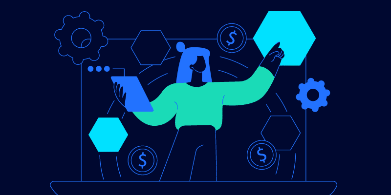 Illustration of a person evaluating software