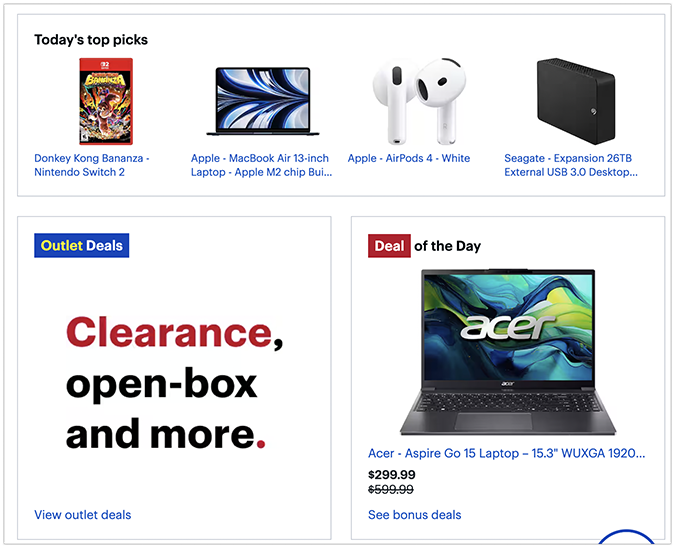 Best Buy top picks page