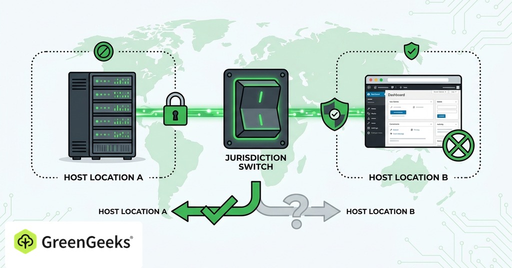 GreenGeeks illustration of does server location decide which privacy rules apply? for data residency