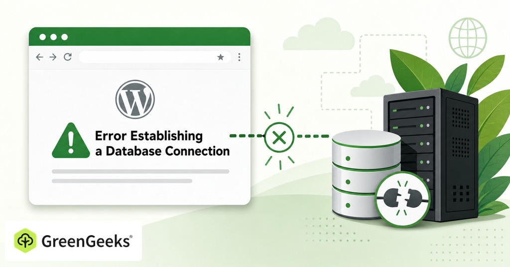 GreenGeeks illustration of what error establishing a database connection means for error establishing a database connection